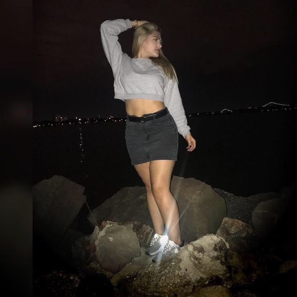 Free People Shes All That Black Denim Mini Skirt - Picture 7 of 7